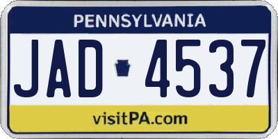 PA license plate JAD4537