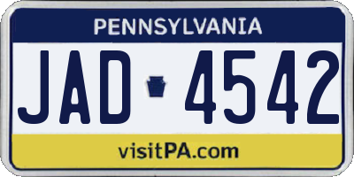 PA license plate JAD4542