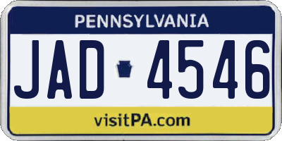 PA license plate JAD4546