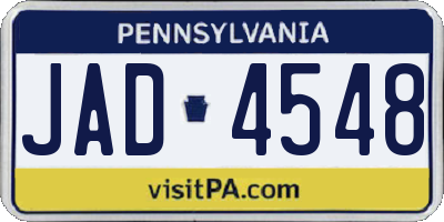 PA license plate JAD4548