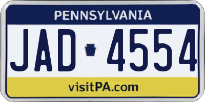 PA license plate JAD4554