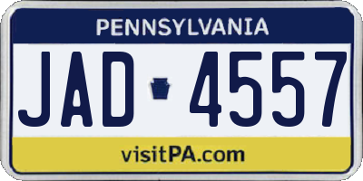 PA license plate JAD4557