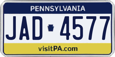 PA license plate JAD4577