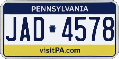 PA license plate JAD4578