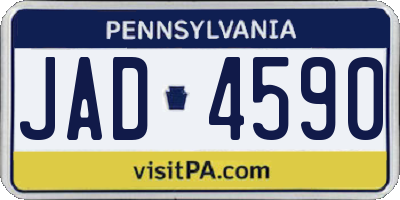 PA license plate JAD4590