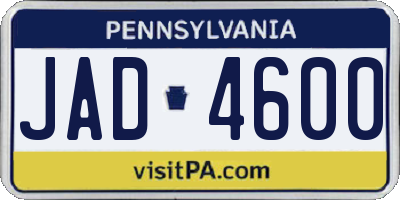 PA license plate JAD4600
