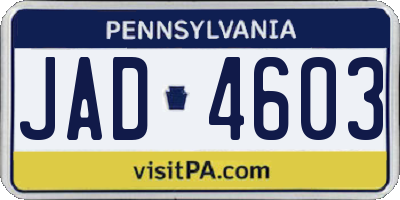 PA license plate JAD4603