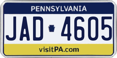 PA license plate JAD4605