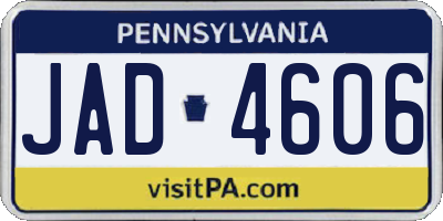 PA license plate JAD4606