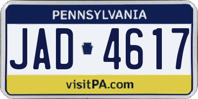 PA license plate JAD4617