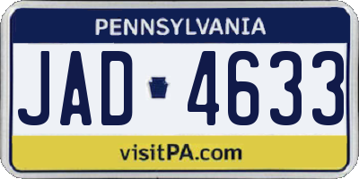 PA license plate JAD4633