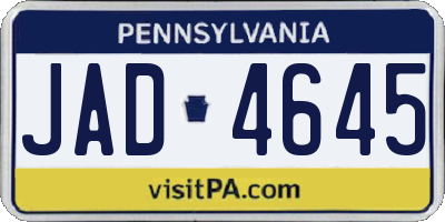 PA license plate JAD4645