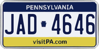 PA license plate JAD4646