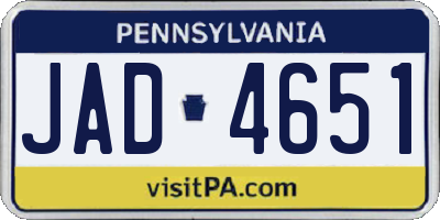 PA license plate JAD4651