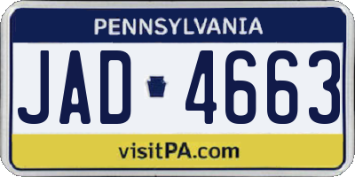 PA license plate JAD4663