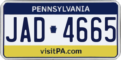 PA license plate JAD4665