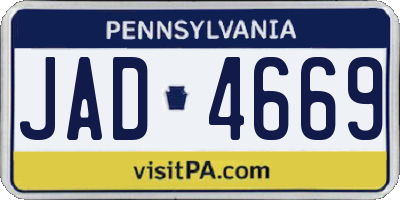 PA license plate JAD4669