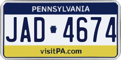 PA license plate JAD4674
