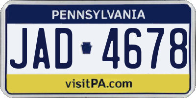 PA license plate JAD4678