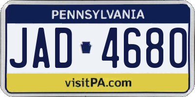 PA license plate JAD4680