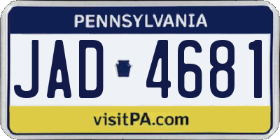 PA license plate JAD4681