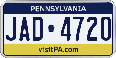 PA license plate JAD4720