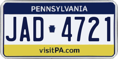 PA license plate JAD4721
