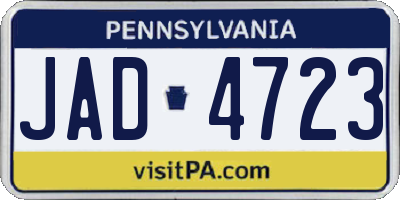PA license plate JAD4723