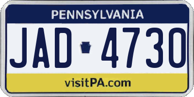 PA license plate JAD4730