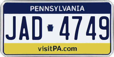 PA license plate JAD4749