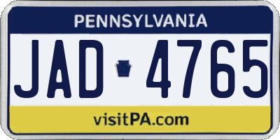 PA license plate JAD4765