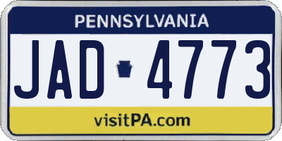 PA license plate JAD4773