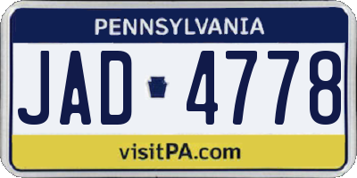 PA license plate JAD4778