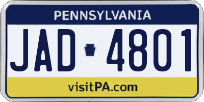 PA license plate JAD4801