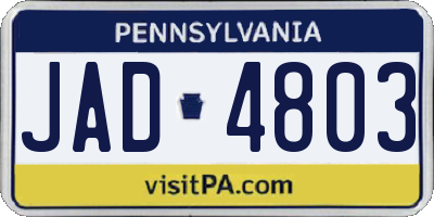 PA license plate JAD4803