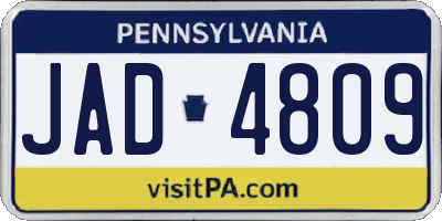 PA license plate JAD4809