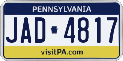 PA license plate JAD4817