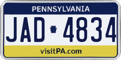 PA license plate JAD4834