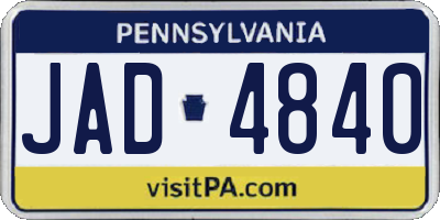 PA license plate JAD4840