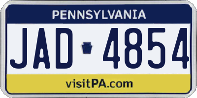 PA license plate JAD4854