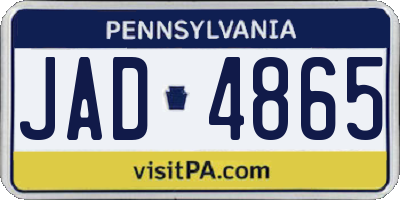 PA license plate JAD4865