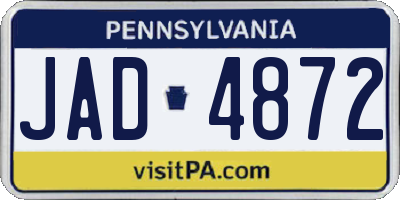 PA license plate JAD4872