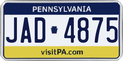 PA license plate JAD4875