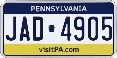 PA license plate JAD4905