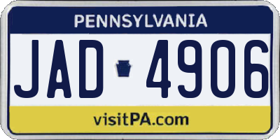 PA license plate JAD4906
