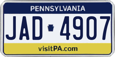 PA license plate JAD4907