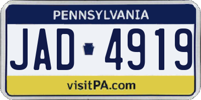 PA license plate JAD4919
