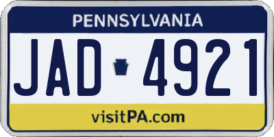 PA license plate JAD4921