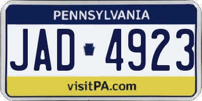 PA license plate JAD4923