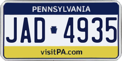 PA license plate JAD4935